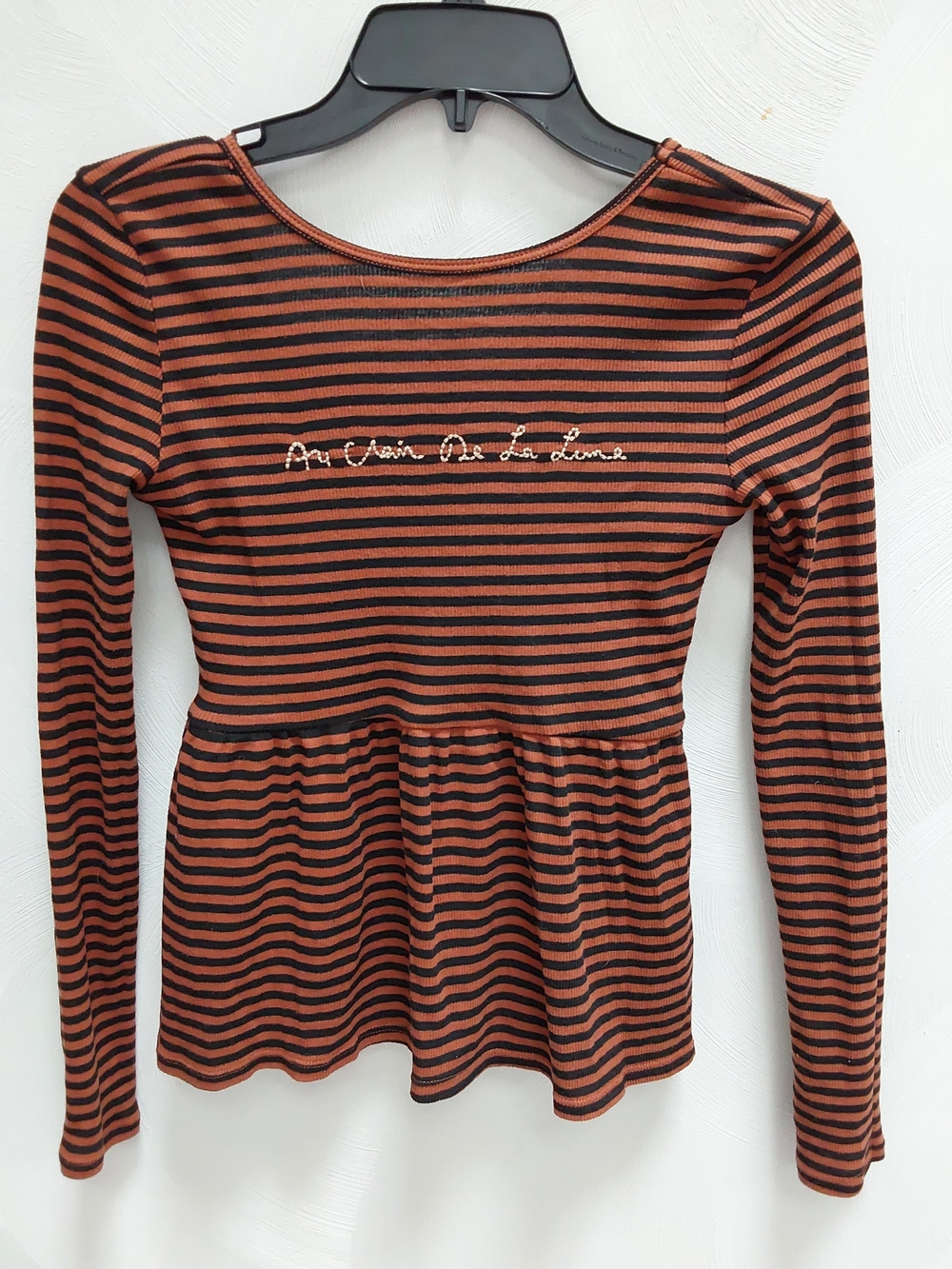 FRENCH Script UO Brown/Black Striped Peplum Top S